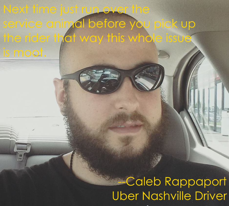 caleb rappaport uber nashville service dog
