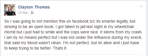 clayton thomas facebook post denying
