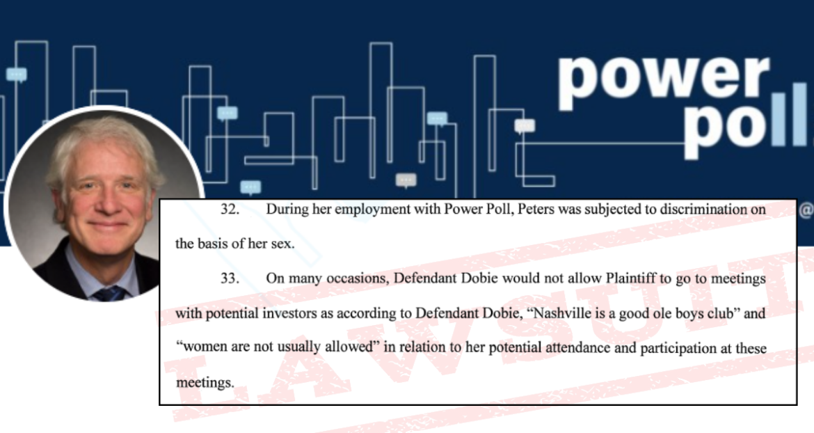 Power Poll CEO Bruce Dobie unable to pay employees; refused to let female attend meetings, citing ‘good old boys club’ — per lawsuit