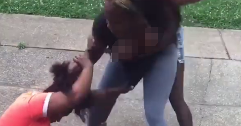 Wardrobe Malfunction: She fought until her breasts fell out [video]
