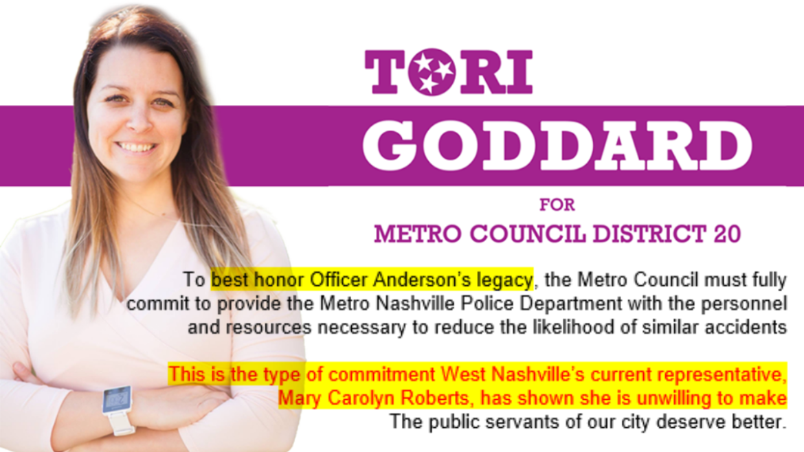 Metro Council Candidate uses MNPD officer’s death to criticize opponent